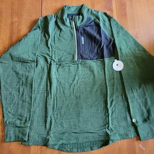 Starter Men's Dri Star Brushed Waffle Quarter Zip Top Shirt Green Black Sz Large